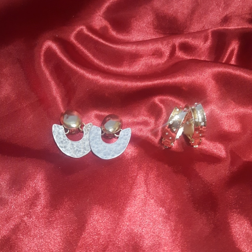 Gold tone & silver earrings